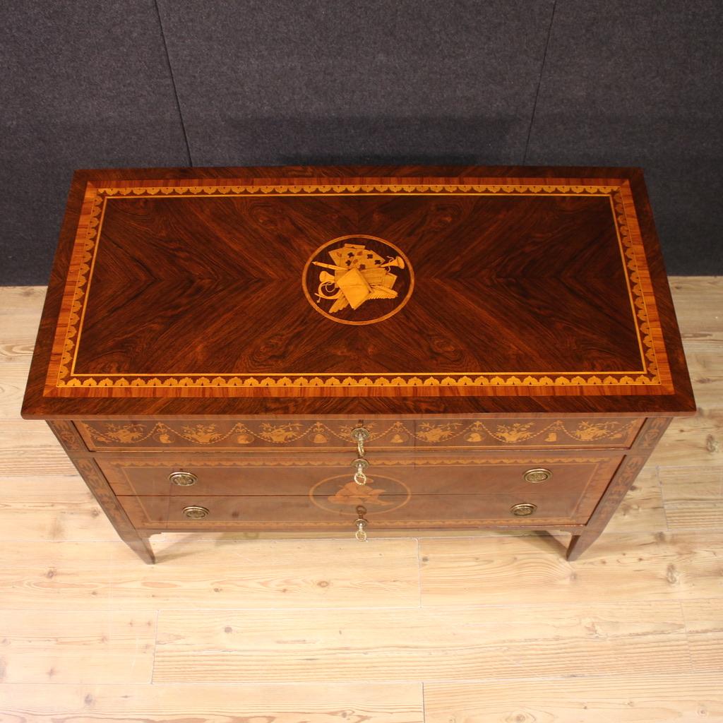 Mid-20th Century 20th Century Inlaid Wood Louis XVI Style Italian Commode, 1950 in vendita