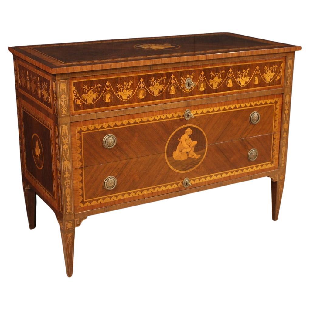 20th Century Inlaid Wood Louis XVI Style Italian Commode, 1960 For Sale