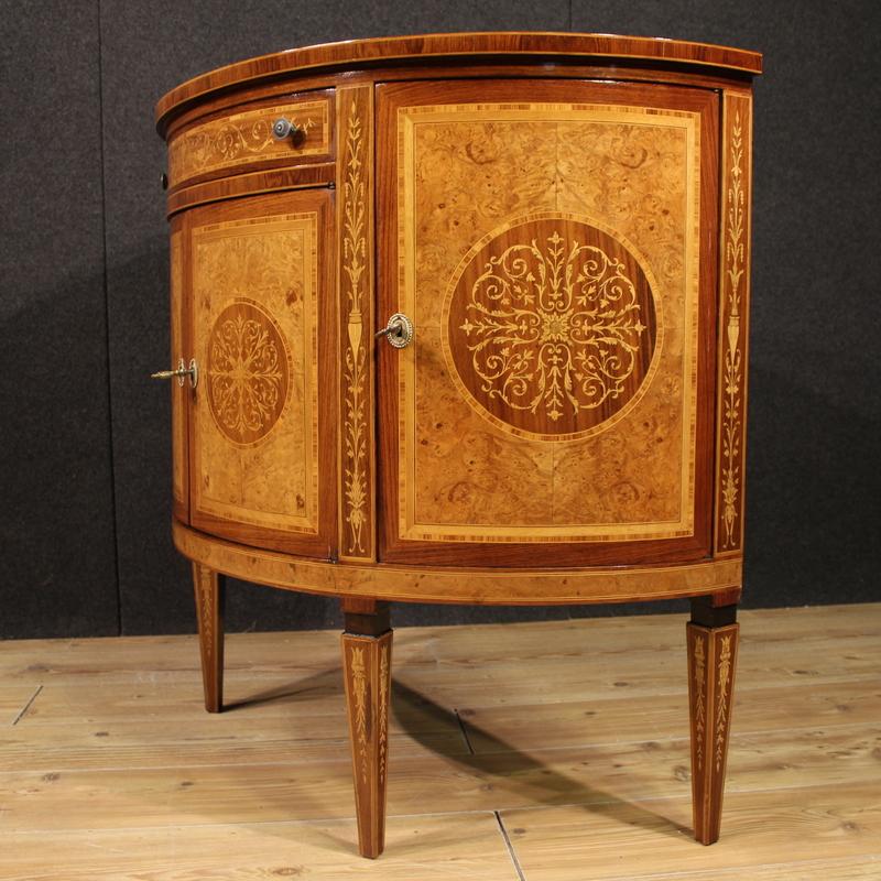 20th Century Inlaid Wood Louis XVI Style Italian Half Moon Sideboard, 1970s For Sale 7