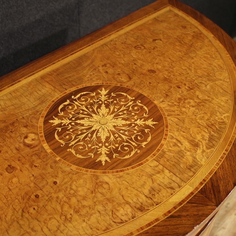 20th Century Inlaid Wood Louis XVI Style Italian Half Moon Sideboard, 1970s For Sale 2