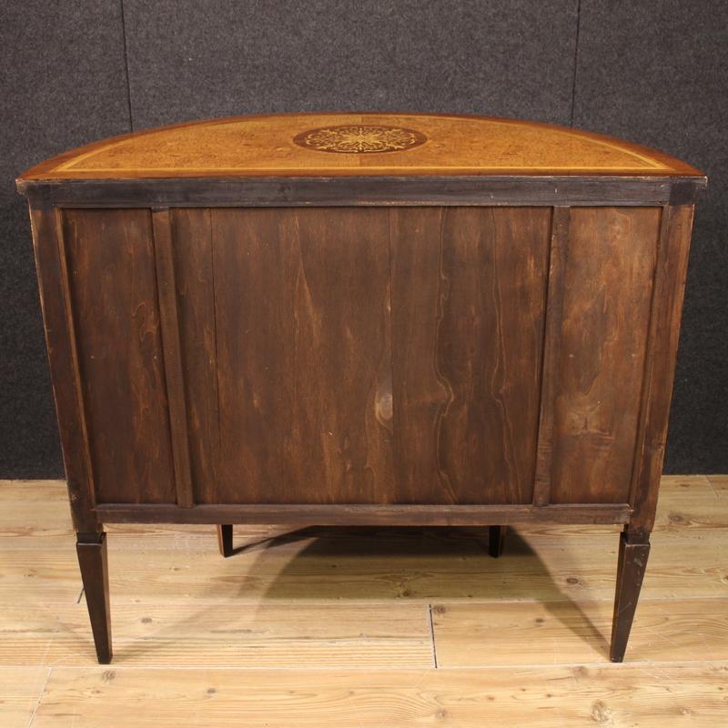 20th Century Inlaid Wood Louis XVI Style Italian Half Moon Sideboard, 1970s For Sale 3