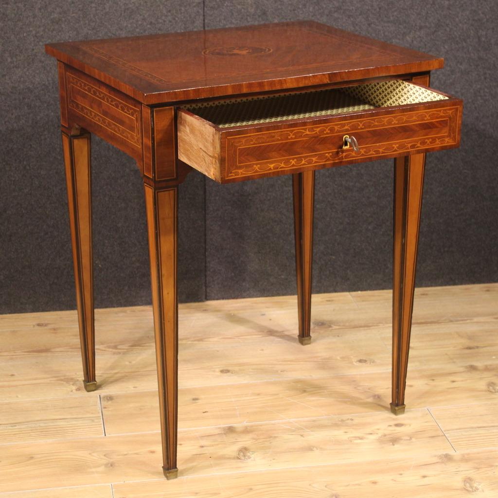 20th Century Inlaid Wood Louis XVI Style Italian Side Table, 1950 For Sale 8