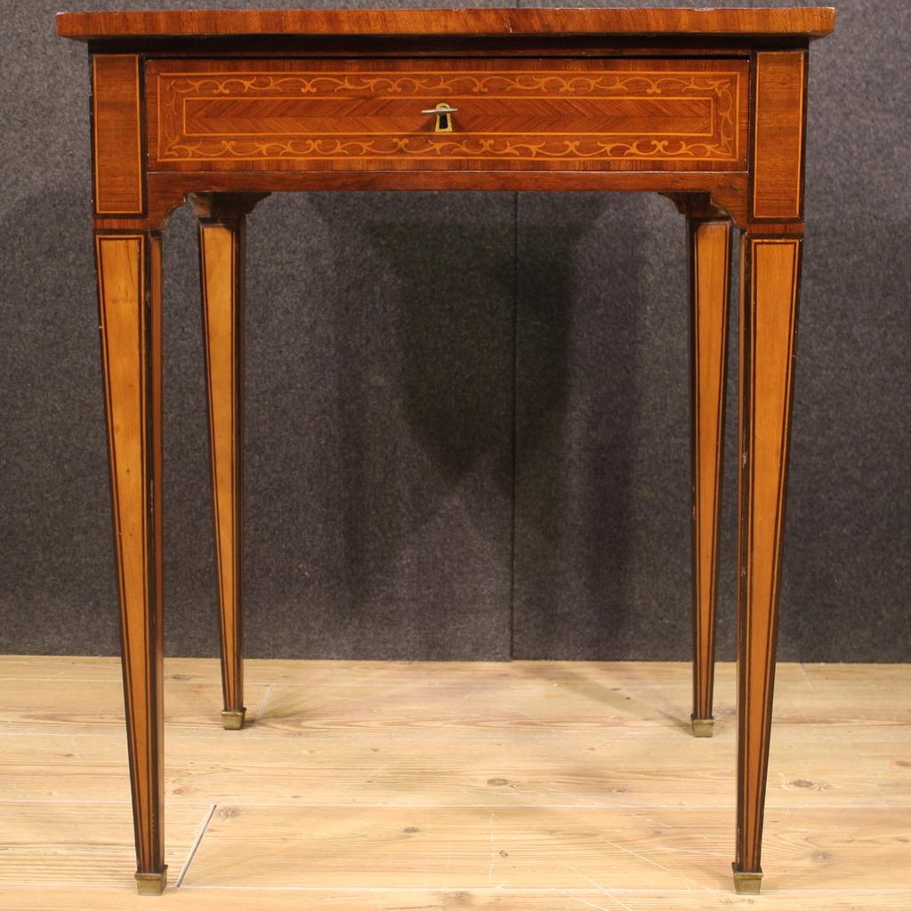 20th Century Inlaid Wood Louis XVI Style Italian Side Table, 1950 For Sale 2