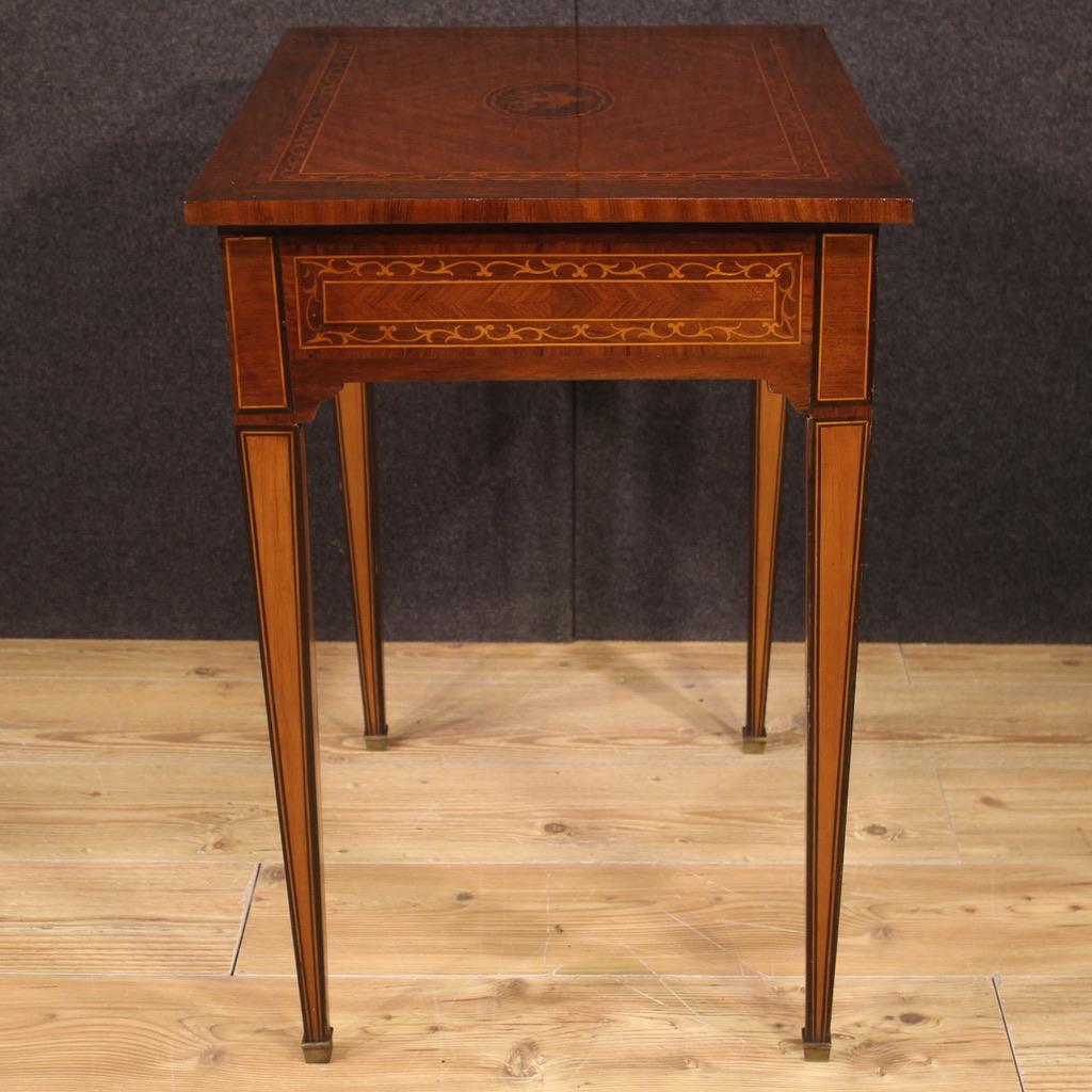 20th Century Inlaid Wood Louis XVI Style Italian Side Table, 1950 For Sale 3