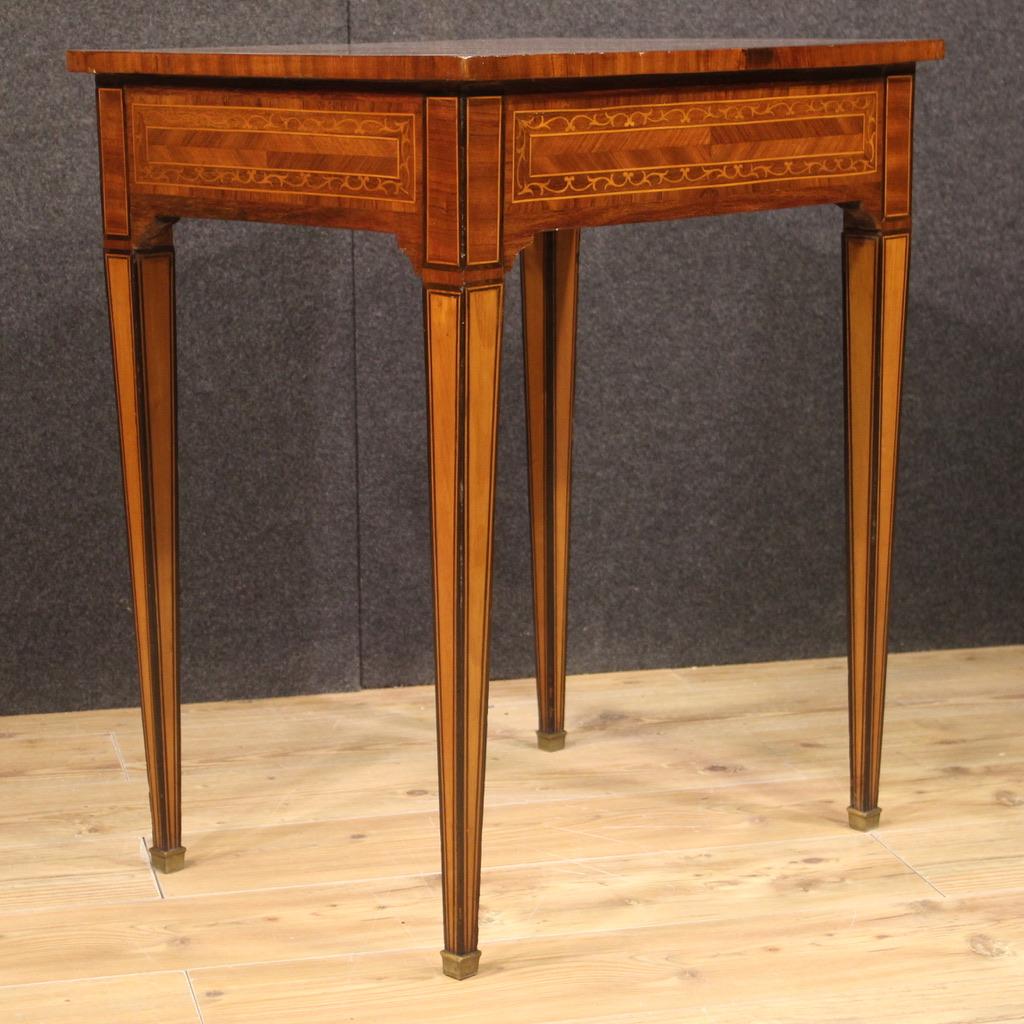 20th Century Inlaid Wood Louis XVI Style Italian Side Table, 1950 For Sale 4