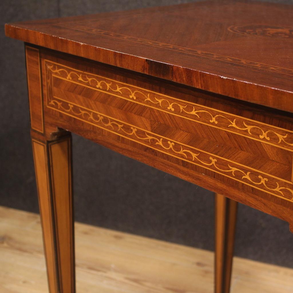 20th Century Inlaid Wood Louis XVI Style Italian Side Table, 1950 For Sale 5