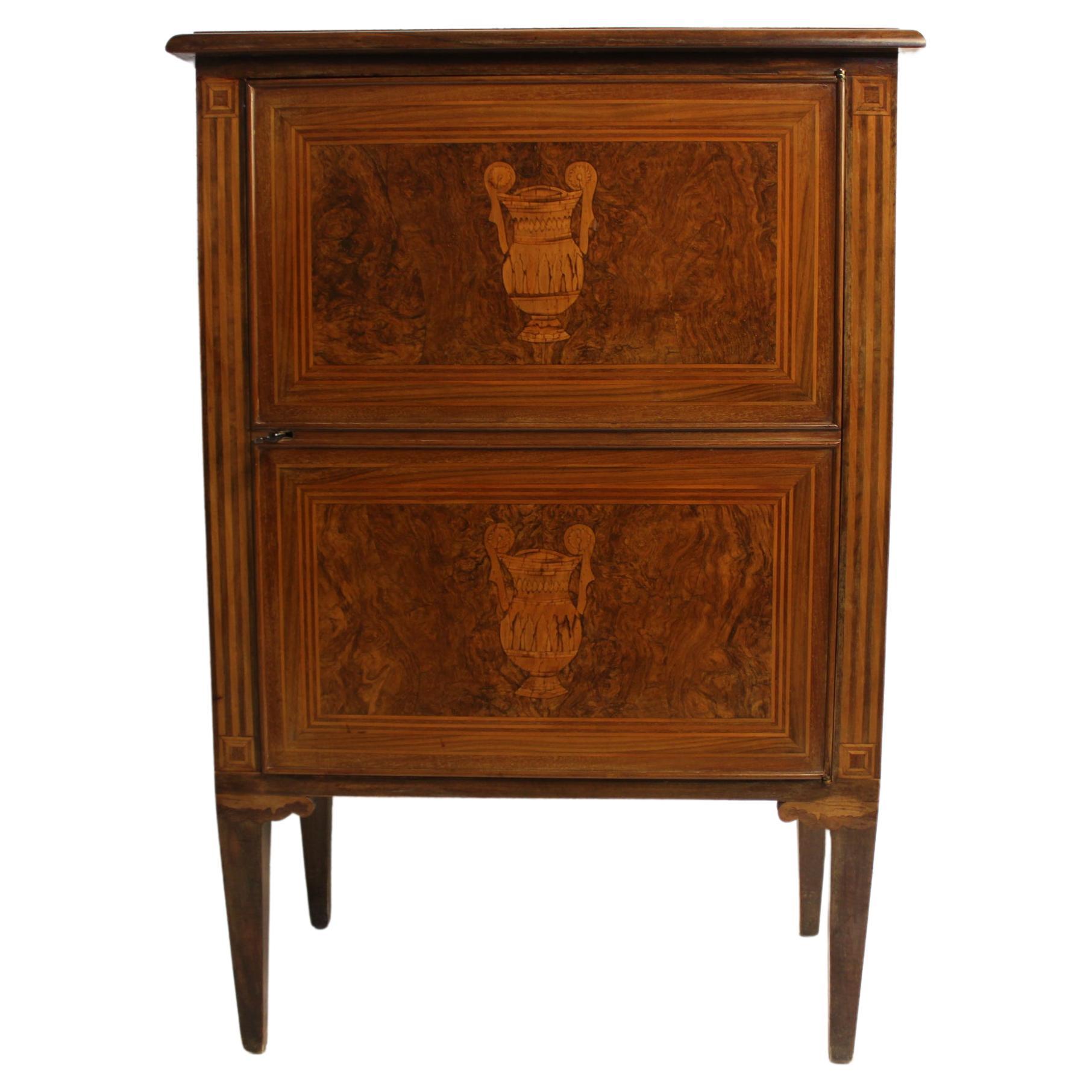 Louis XVI style French side Commode, French Commode in Walnut 