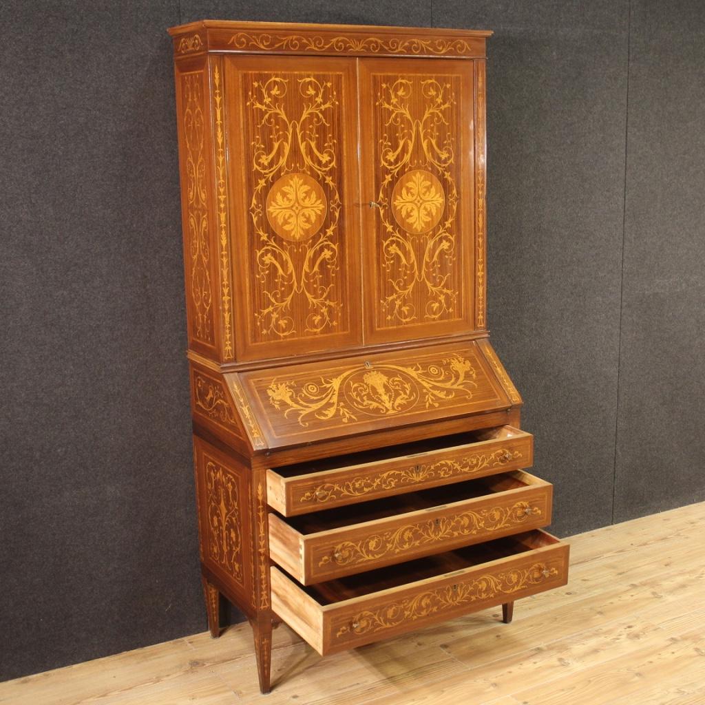 20th Century Inlaid Wood Louis XVI Style Italian Trumeau Desk, 1970 3