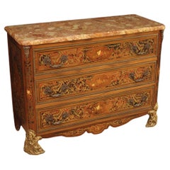 Retro 20th Century Inlaid Wood Marble Top French Boulle Style Dresser, 1960s