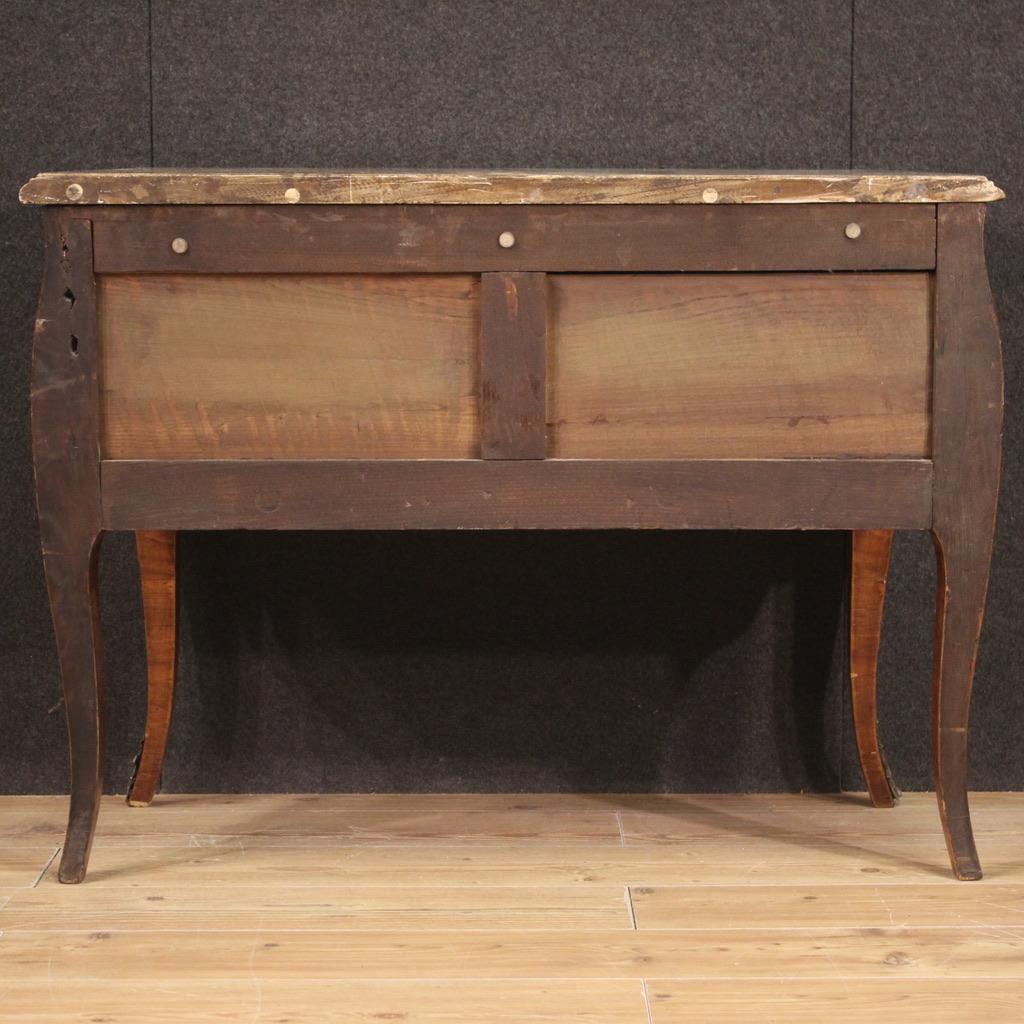 20th Century Inlaid Wood Marble Top French Louis XV Style Commode, 1920 en venta 3