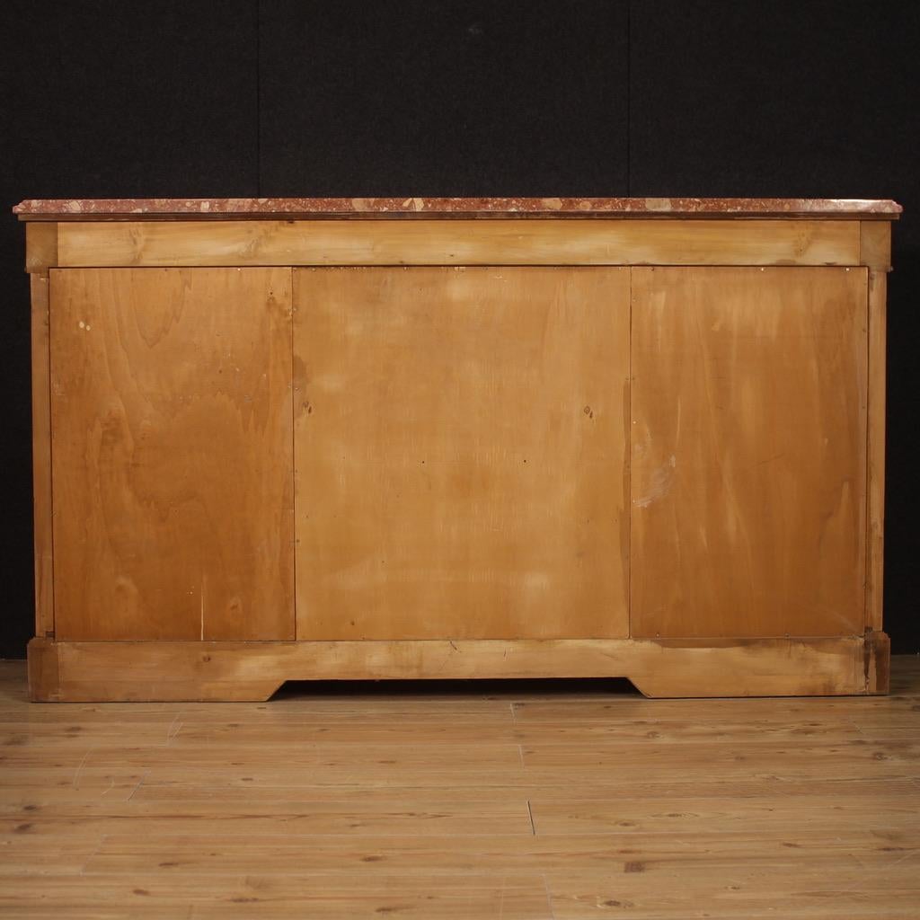 20th Century Inlaid Wood Marble Top French Napoleon III Style Sideboard, 1960s For Sale 6
