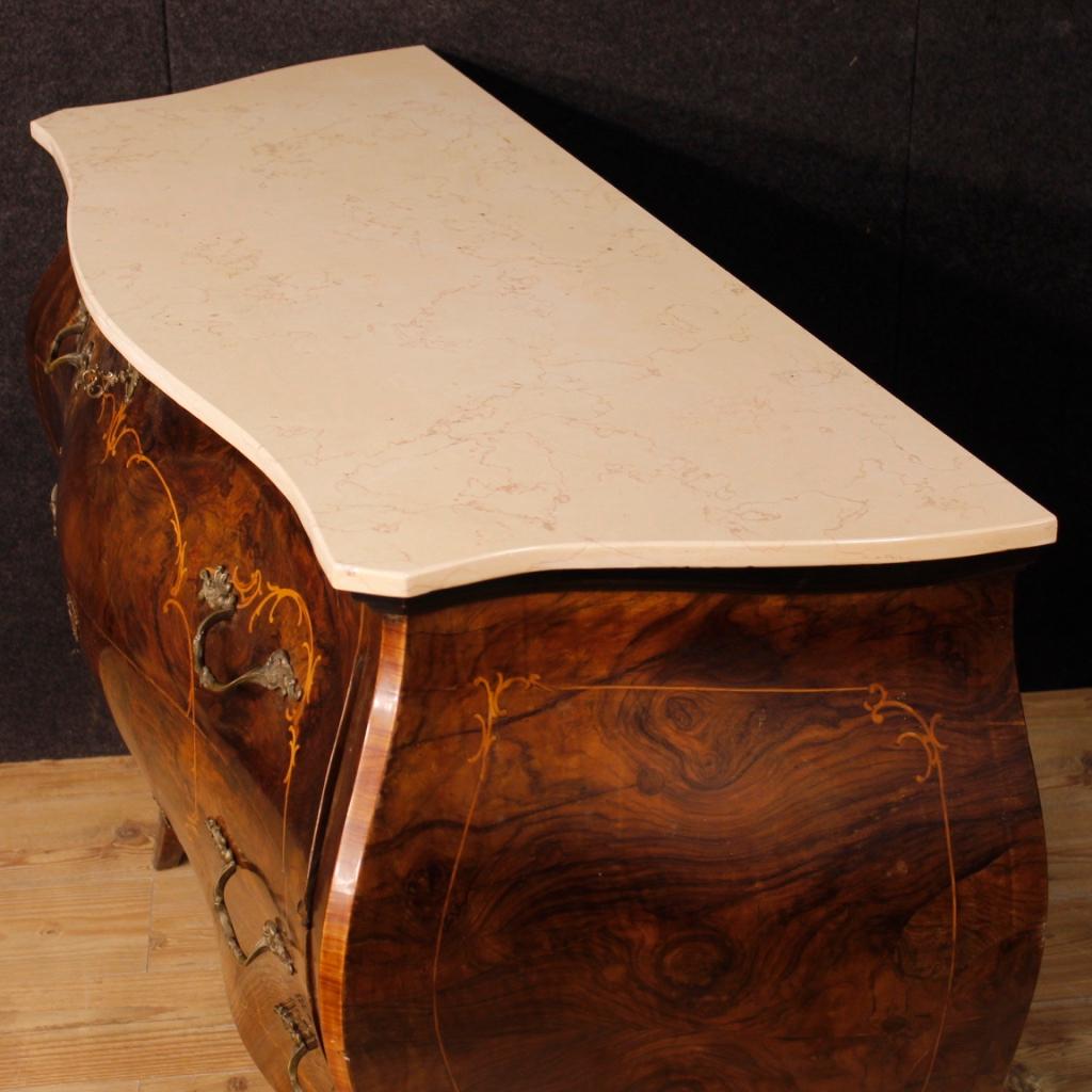 20th Century Inlaid Wood Marble Top Italian Dresser, 1950 2