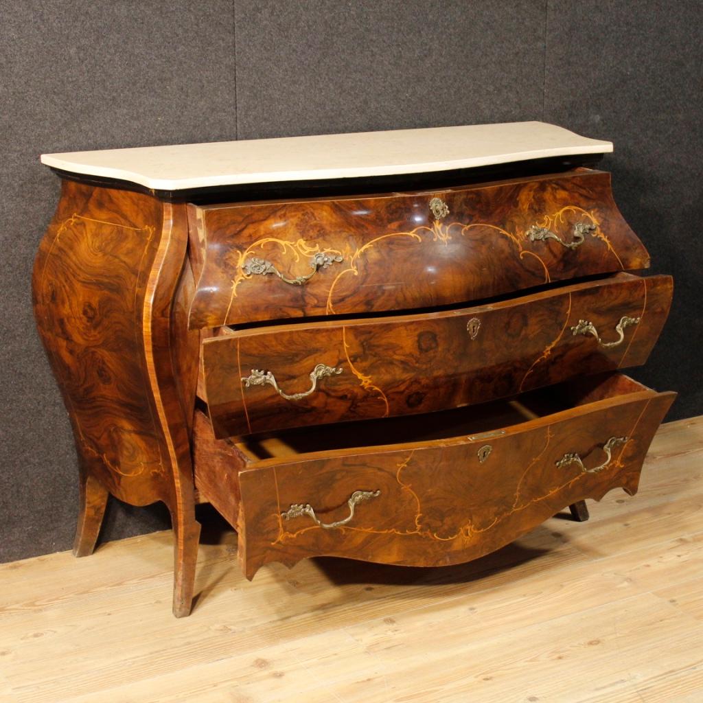 20th Century Inlaid Wood Marble Top Italian Dresser, 1950 4