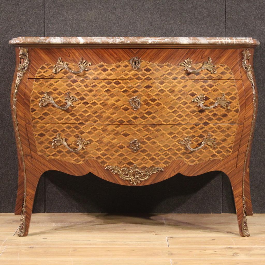 commode française de style Louis XV en bois marqueté du 20e siècle, 1960 en vente 5