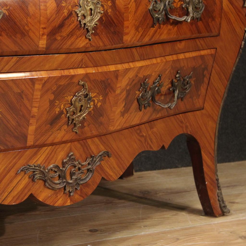Mid-20th Century 20th Century Inlaid Wood Marble Top Louis XV Style French Commode, 1960