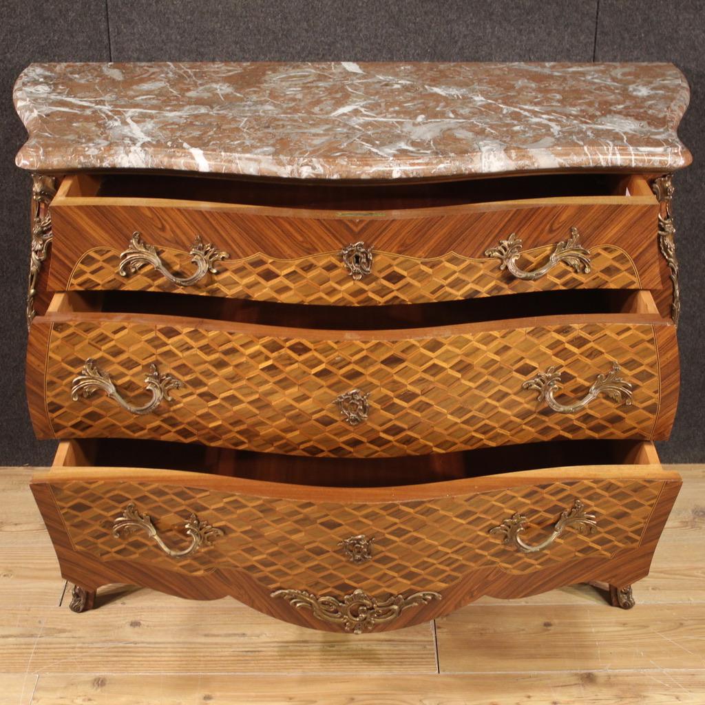 Mid-20th Century commode française de style Louis XV en bois marqueté du 20e siècle, 1960 en vente