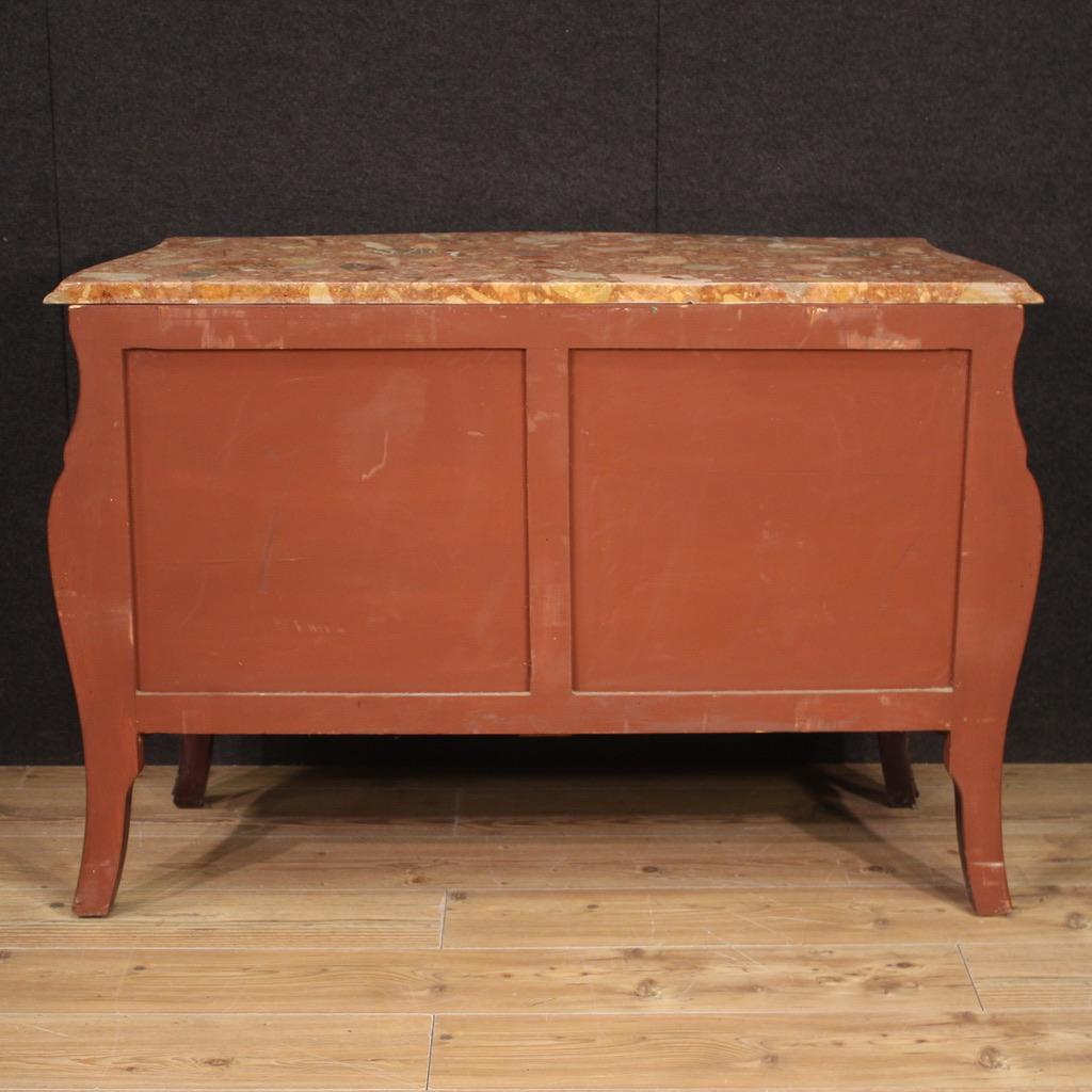 20th Century Inlaid Wood Marble Top Louis XV Style French Commode, 1960s For Sale 3