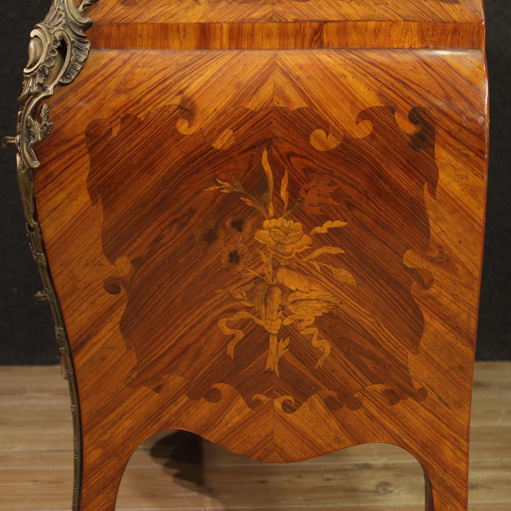 20th Century Inlaid Wood Marble Top Louis XV Style French Commode, 1960s For Sale 5