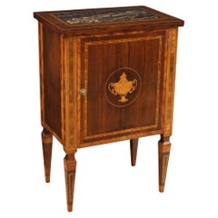 Vintage 20th Century Inlaid Wood Marble Top Louis XVI Style Italian Sideboard, 1950