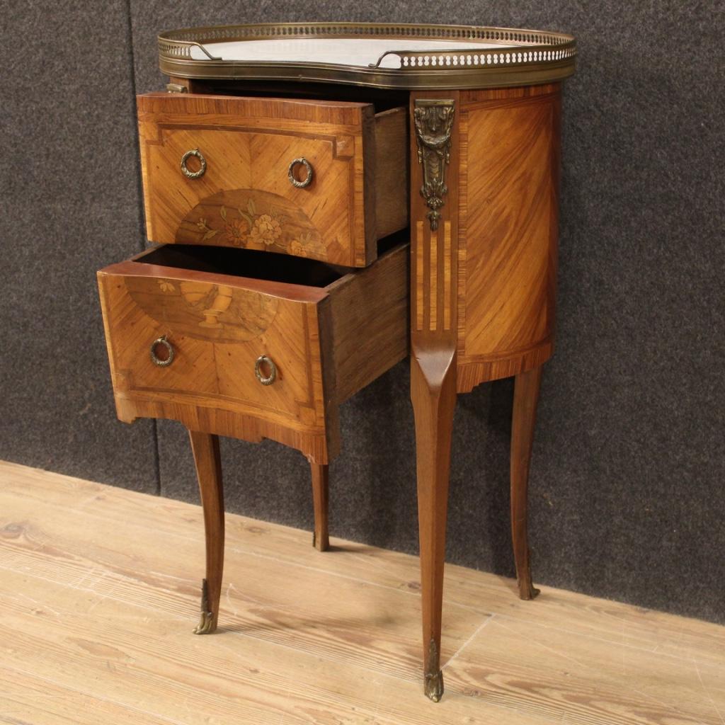 20th Century Inlaid Wood Napoleon III Style French Bedside Table, 1950 For Sale 1