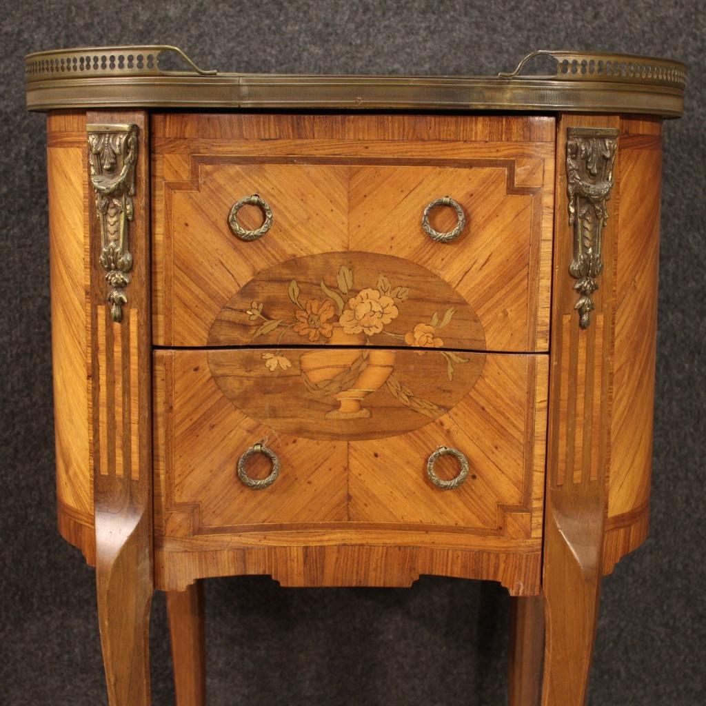 Inlay 20th Century Inlaid Wood Napoleon III Style French Bedside Table, 1950 For Sale