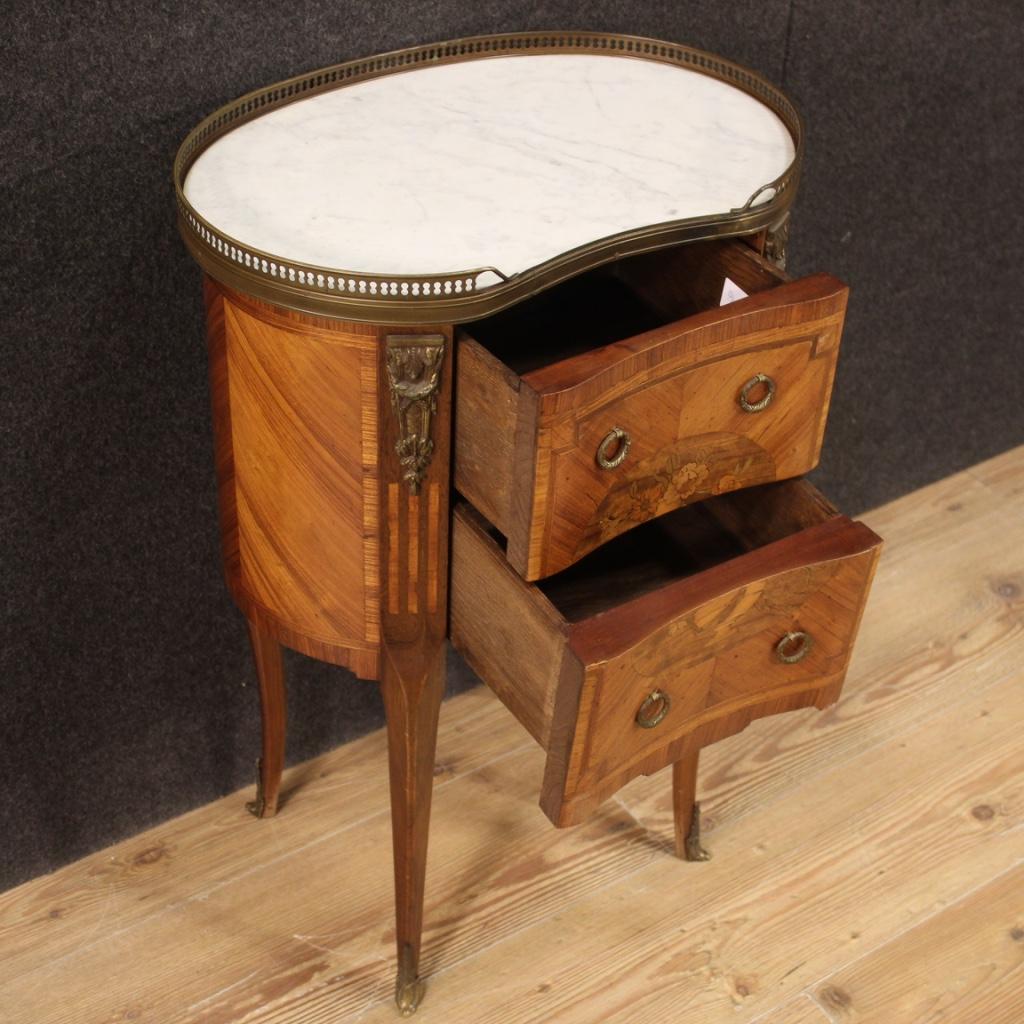 Walnut 20th Century Inlaid Wood Napoleon III Style French Bedside Table, 1950 For Sale
