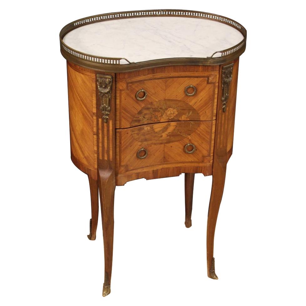 20th Century Inlaid Wood Napoleon III Style French Bedside Table, 1950