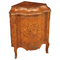 Credenza ad angolo francese in stile Napoleone III in legno intarsiato del XX secolo, 1980