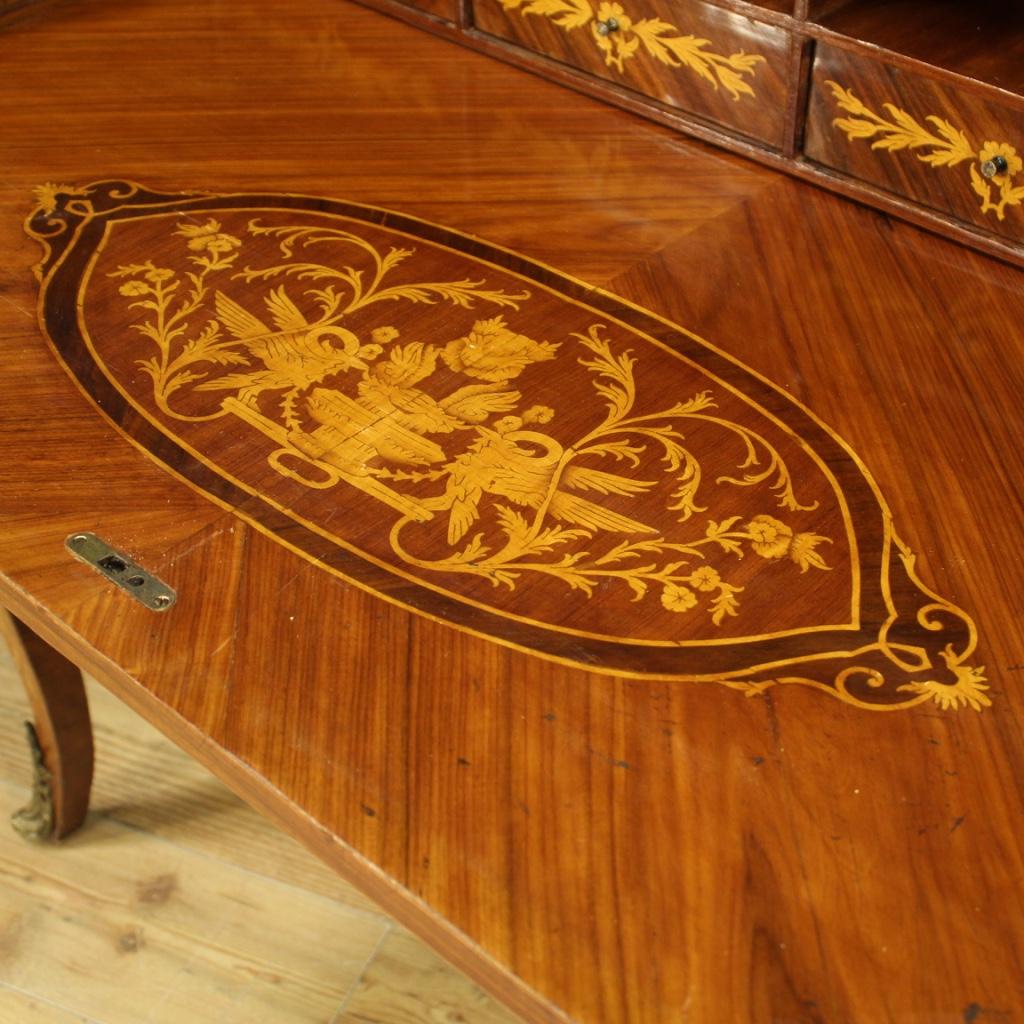 20th Century Inlaid Wood Napoleon III Style Italian Roll-Top Desk, 1960 5
