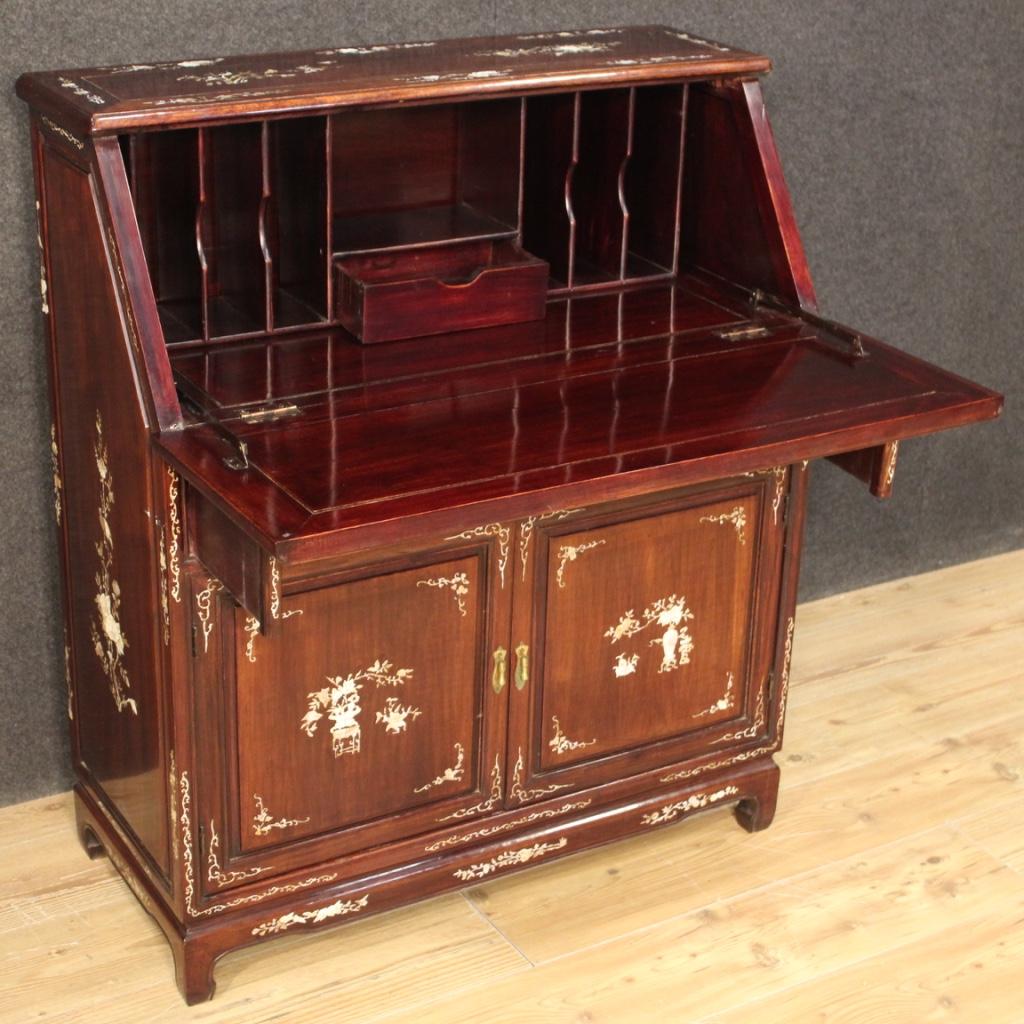 20th Century Inlaid Wood Oriental Bureau Desk, 1960 4