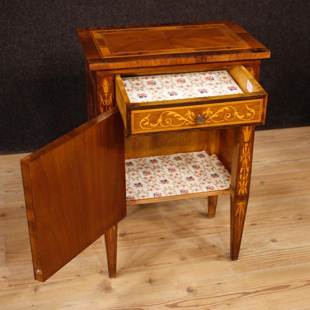 20th Century Inlaid Wood Pair of Italian Louis XVI Style Bedside Tables, 1960 3