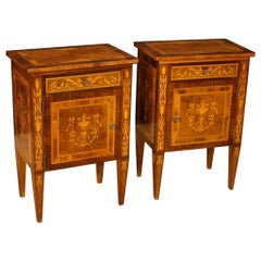 20th Century Inlaid Wood Pair of Italian Louis XVI Style Bedside Tables, 1960