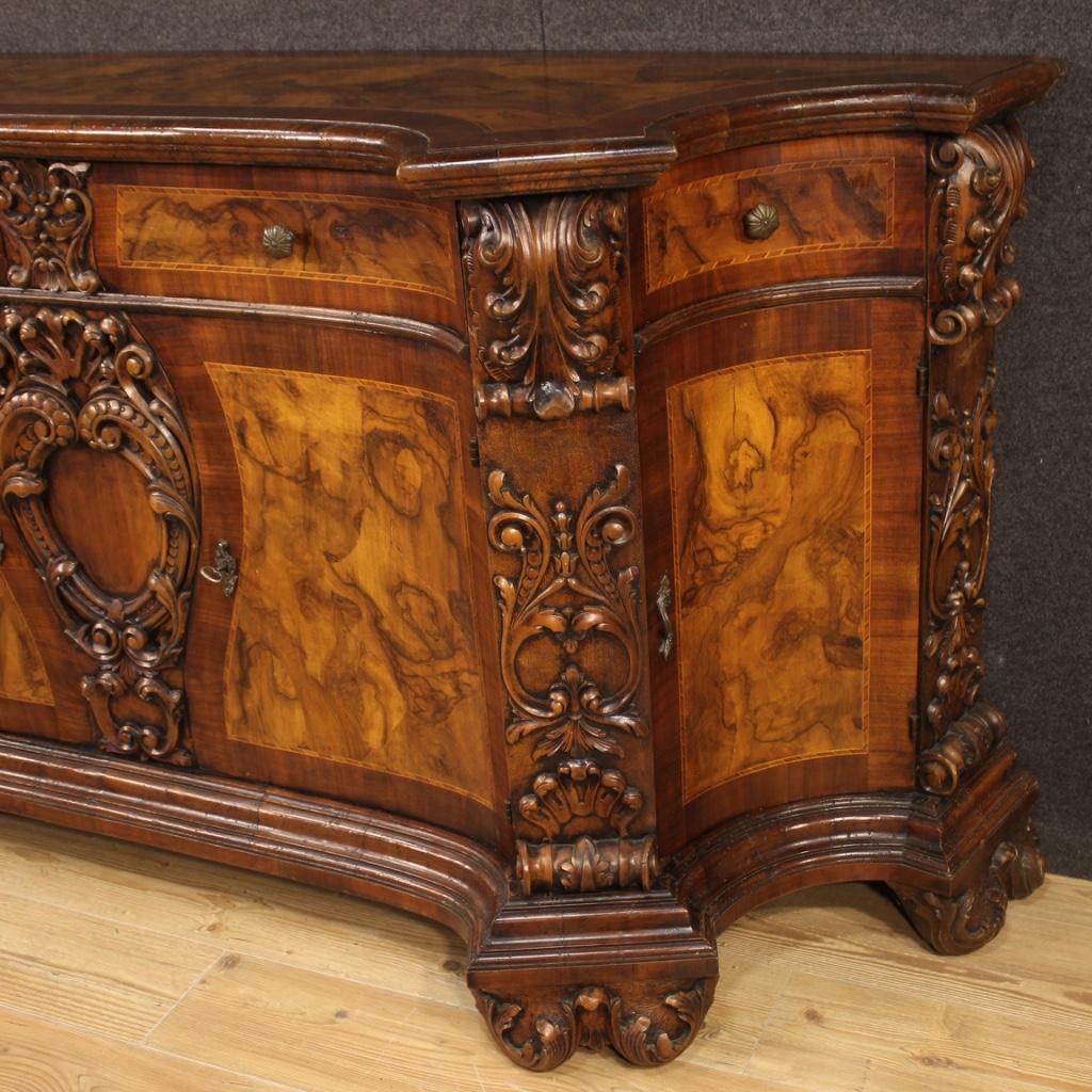 20th Century Inlaid Wood Renaissance Style Italian Sideboard, 1950 In Good Condition In Vicoforte, Piedmont