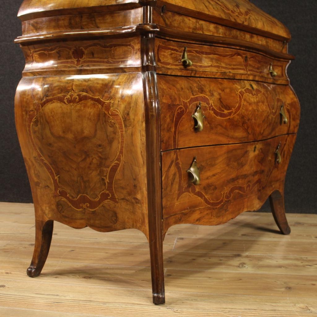 20th Century Inlaid Wood Rococo Style Lombard Trumeau Desk, 1960 6