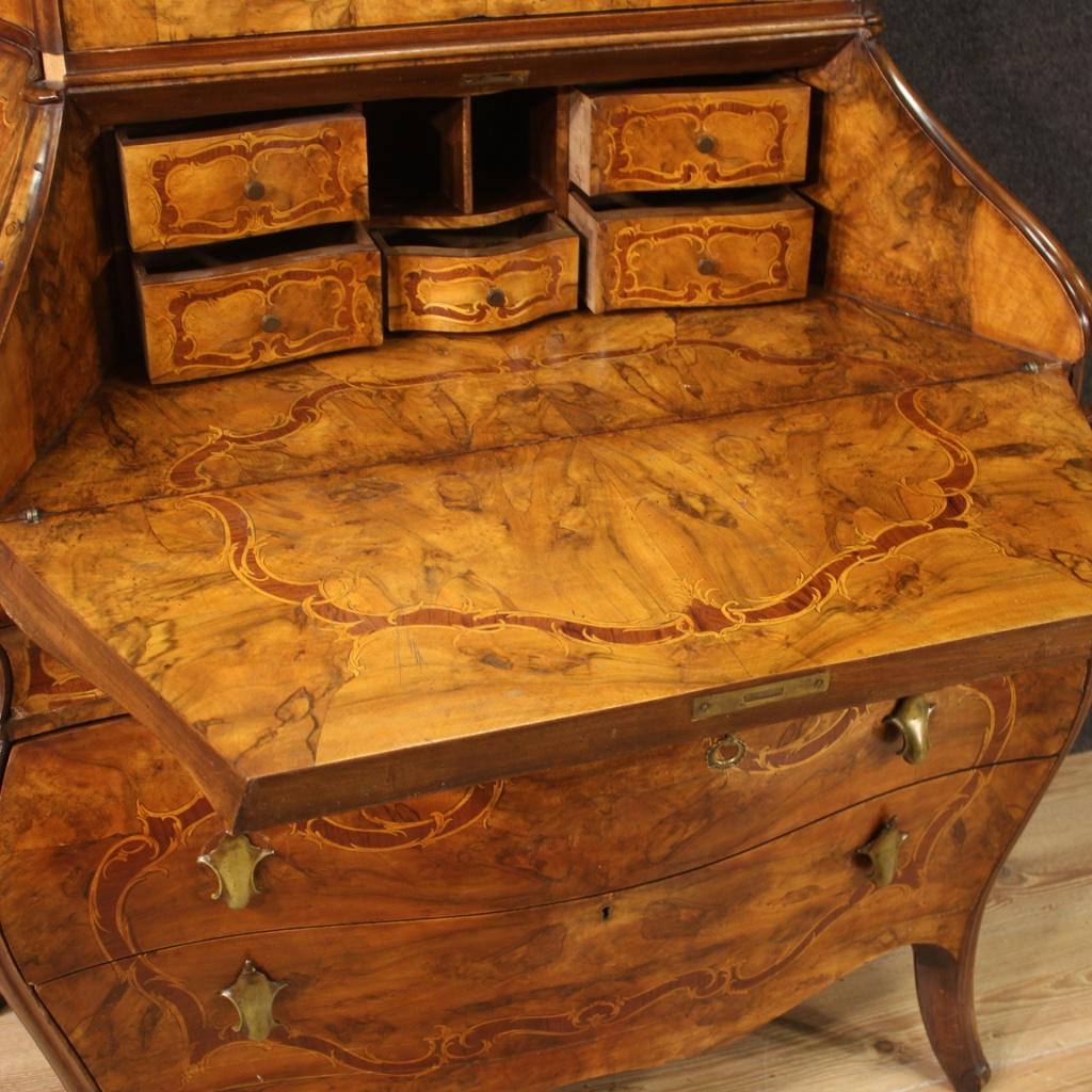 20th Century Inlaid Wood Rococo Style Lombard Trumeau Desk, 1960 2