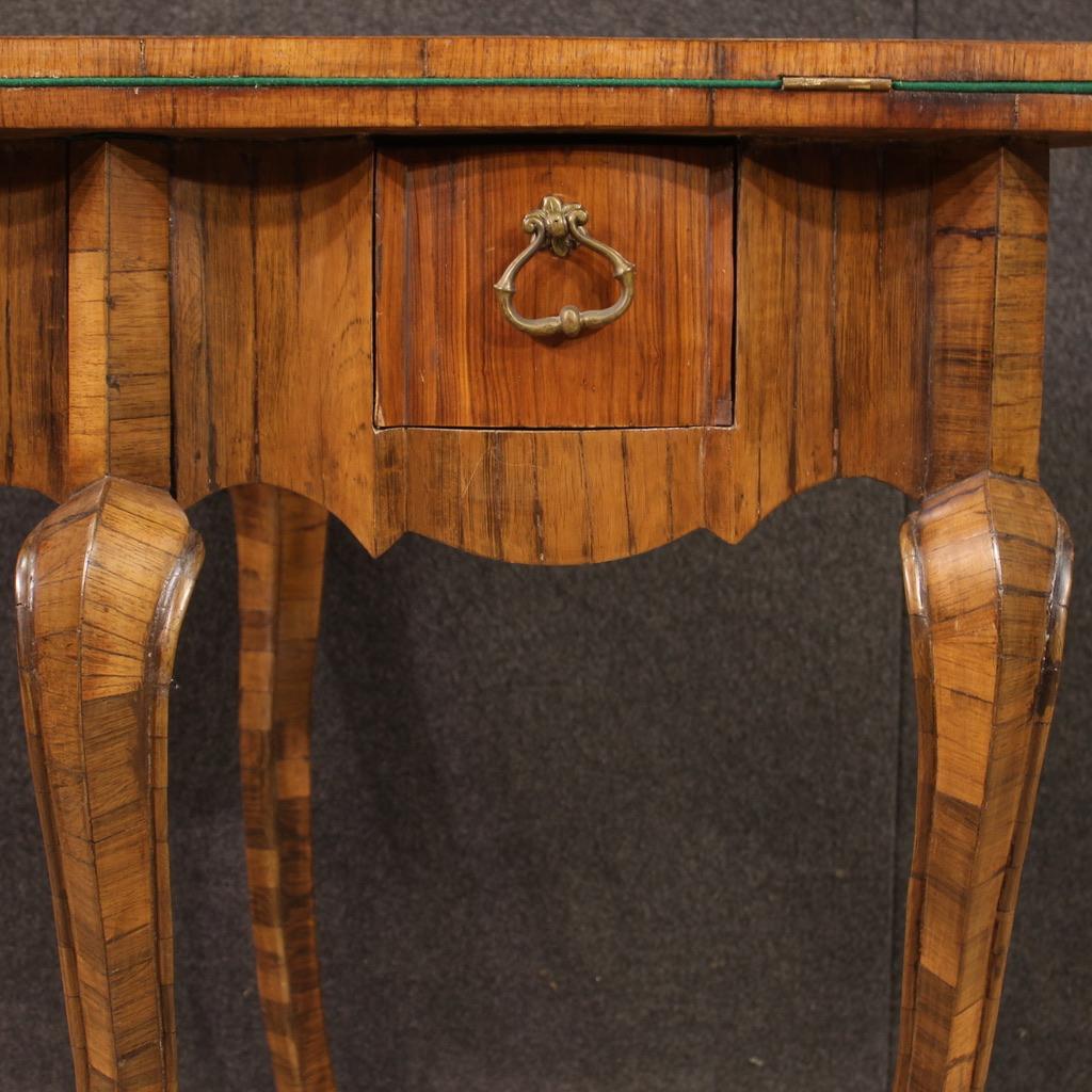 20th Century Inlaid Wood Venetian Corner Cabinet Game Table, 1950 For Sale 7