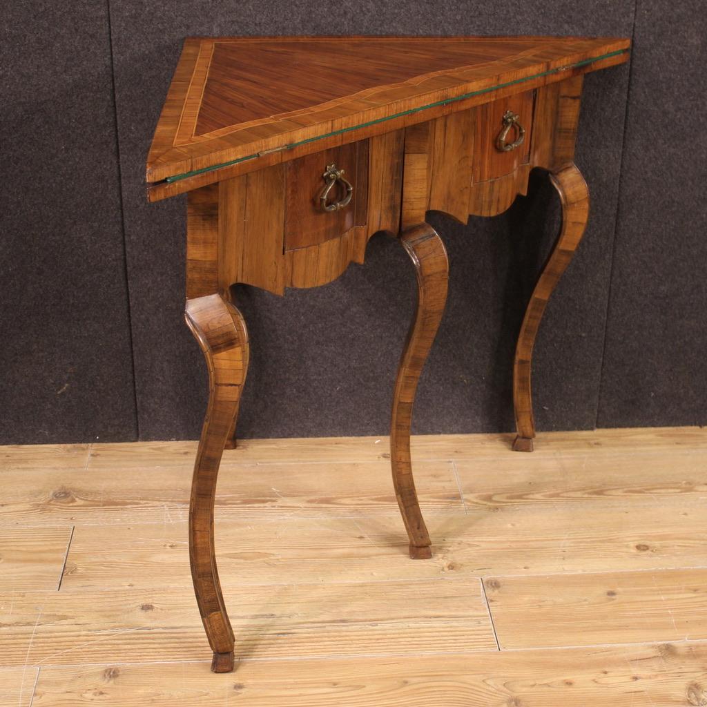 20th Century Inlaid Wood Venetian Corner Cabinet Game Table, 1950 For Sale 2