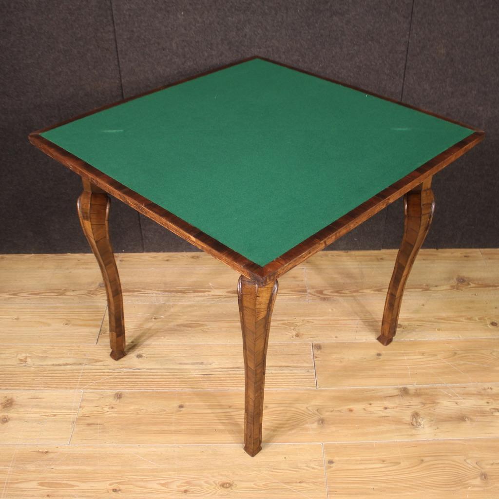 20th Century Inlaid Wood Venetian Corner Cabinet Game Table, 1950 For Sale 3
