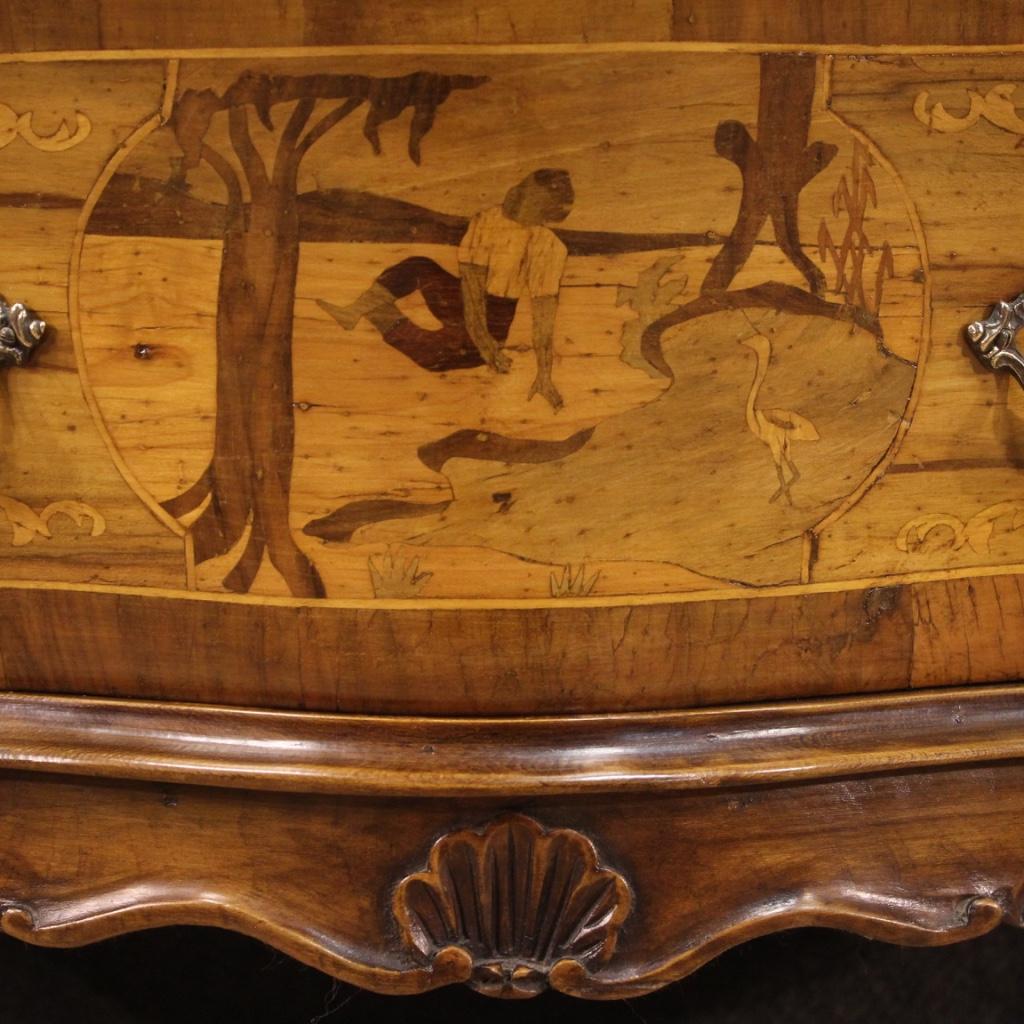 20th Century Inlaid Wood Venetian Dresser, 1950 In Good Condition In Vicoforte, Piedmont