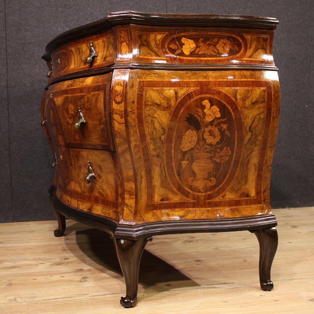 Mid-20th Century 20th Century Inlaid Wood Venetian Lombard Chest Of Drawers, 1940 en vente