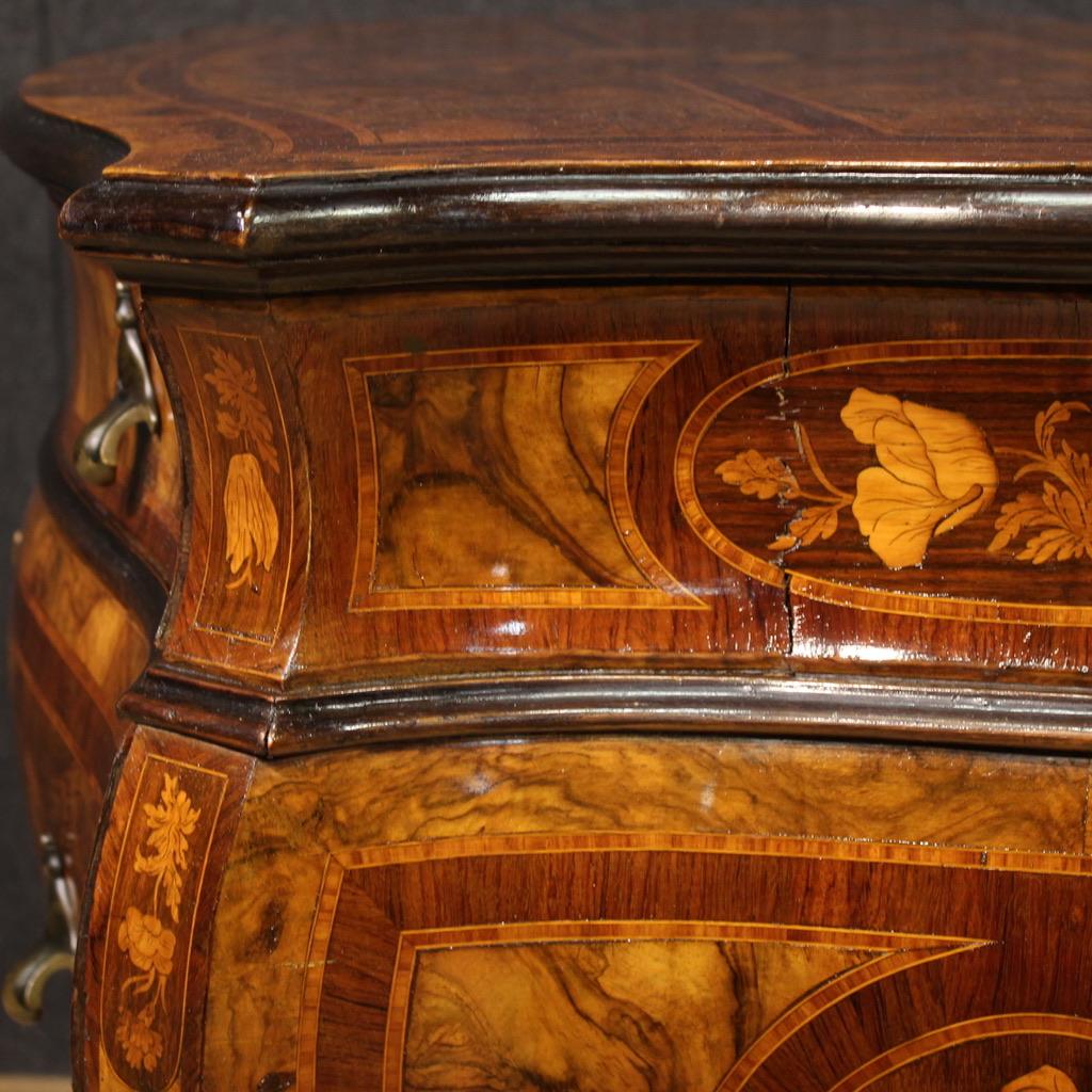 Bois 20th Century Inlaid Wood Venetian Lombard Chest Of Drawers, 1940 en vente