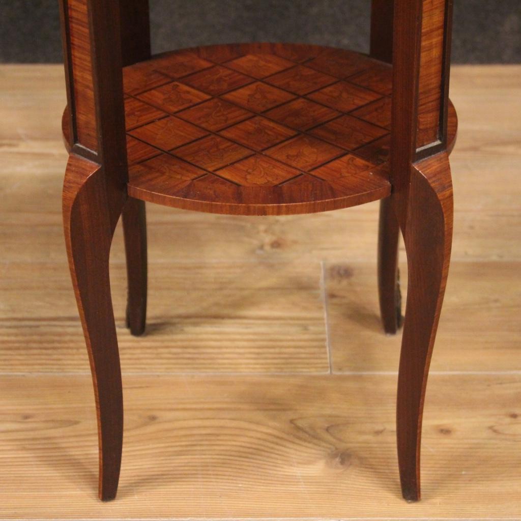 20th Century Inlaid Wood with Brass French Side Table, 1960 4