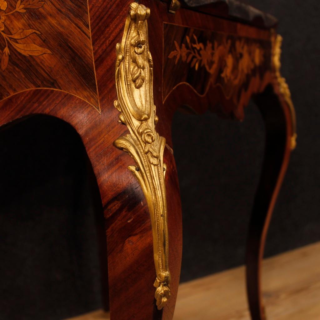 20th Century Inlaid Wood with Golden Bronzes French Bureau, 1920 5