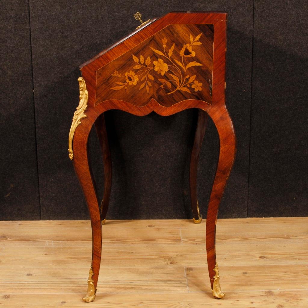 Early 20th Century 20th Century Inlaid Wood with Golden Bronzes French Bureau, 1920