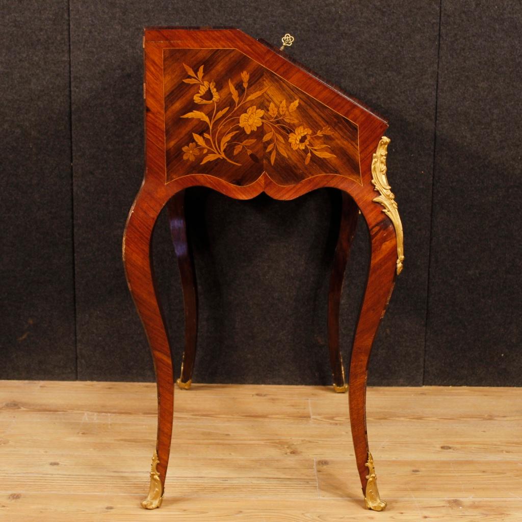 20th Century Inlaid Wood with Golden Bronzes French Bureau, 1920 1