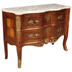 20th Century Inlaid Wood with Marble Top Bronze and Brass Spanish Dresser, 1960