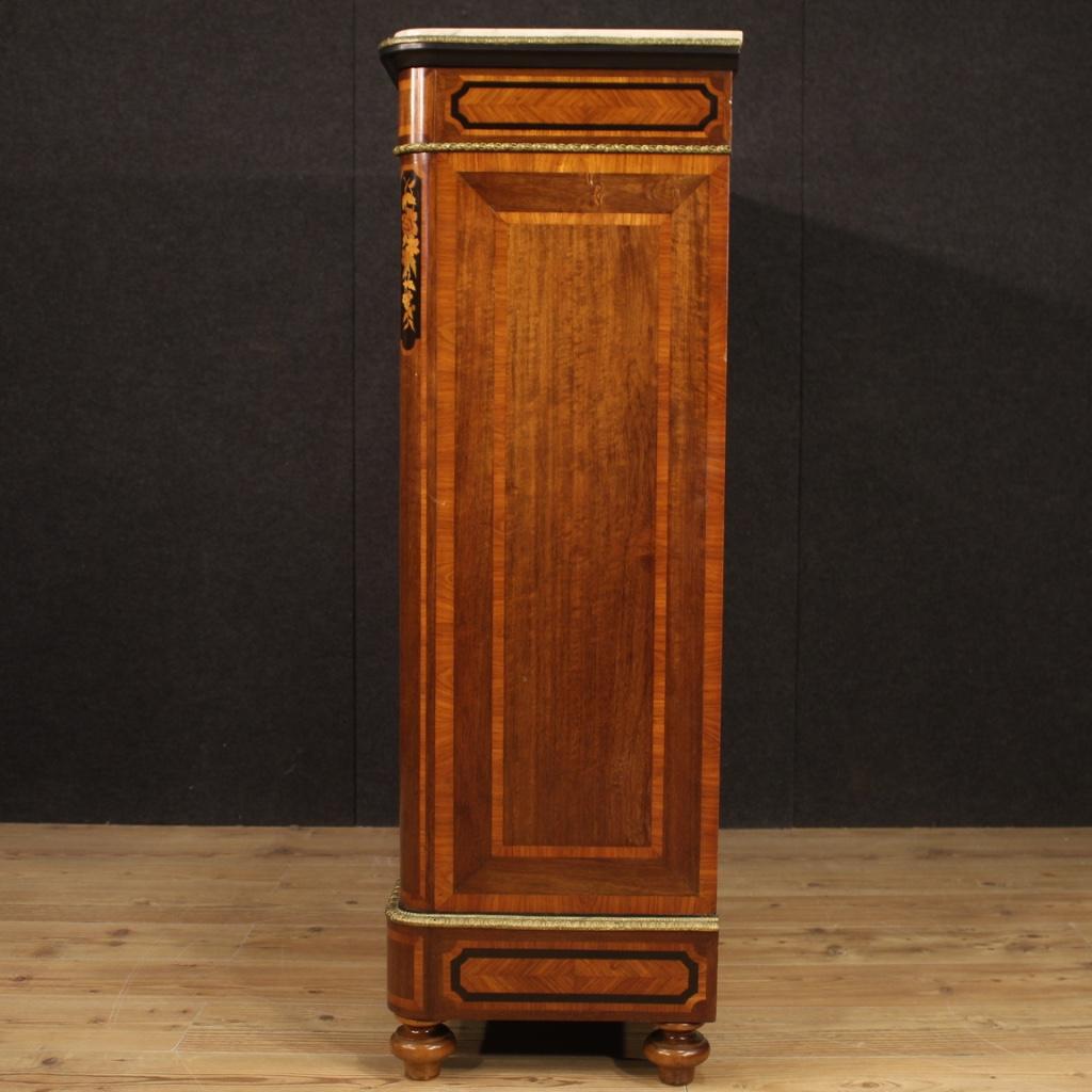 20th Century Inlaid Wood with Marble Top French Bookcase, 1920 8