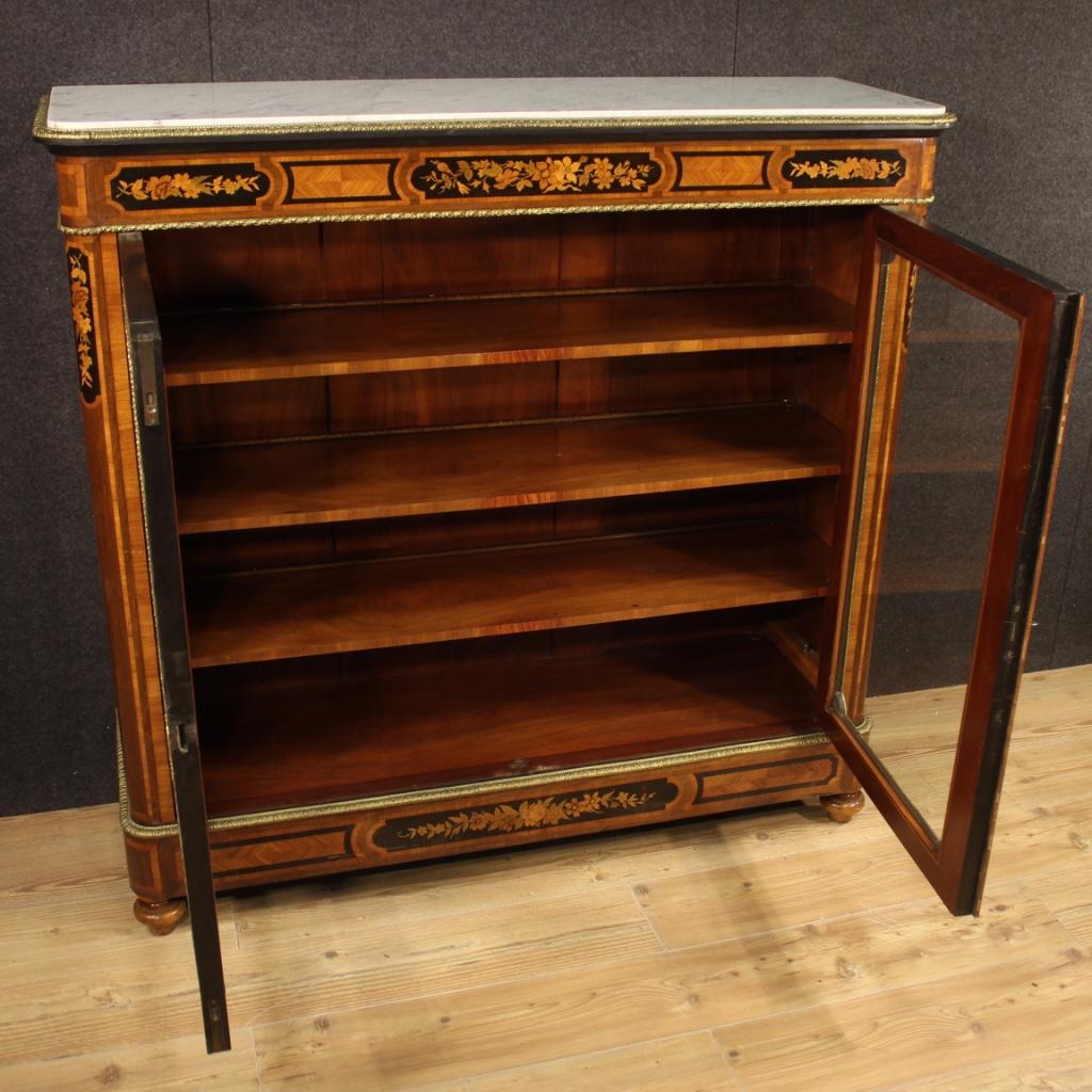 20th Century Inlaid Wood with Marble Top French Bookcase, 1920 4