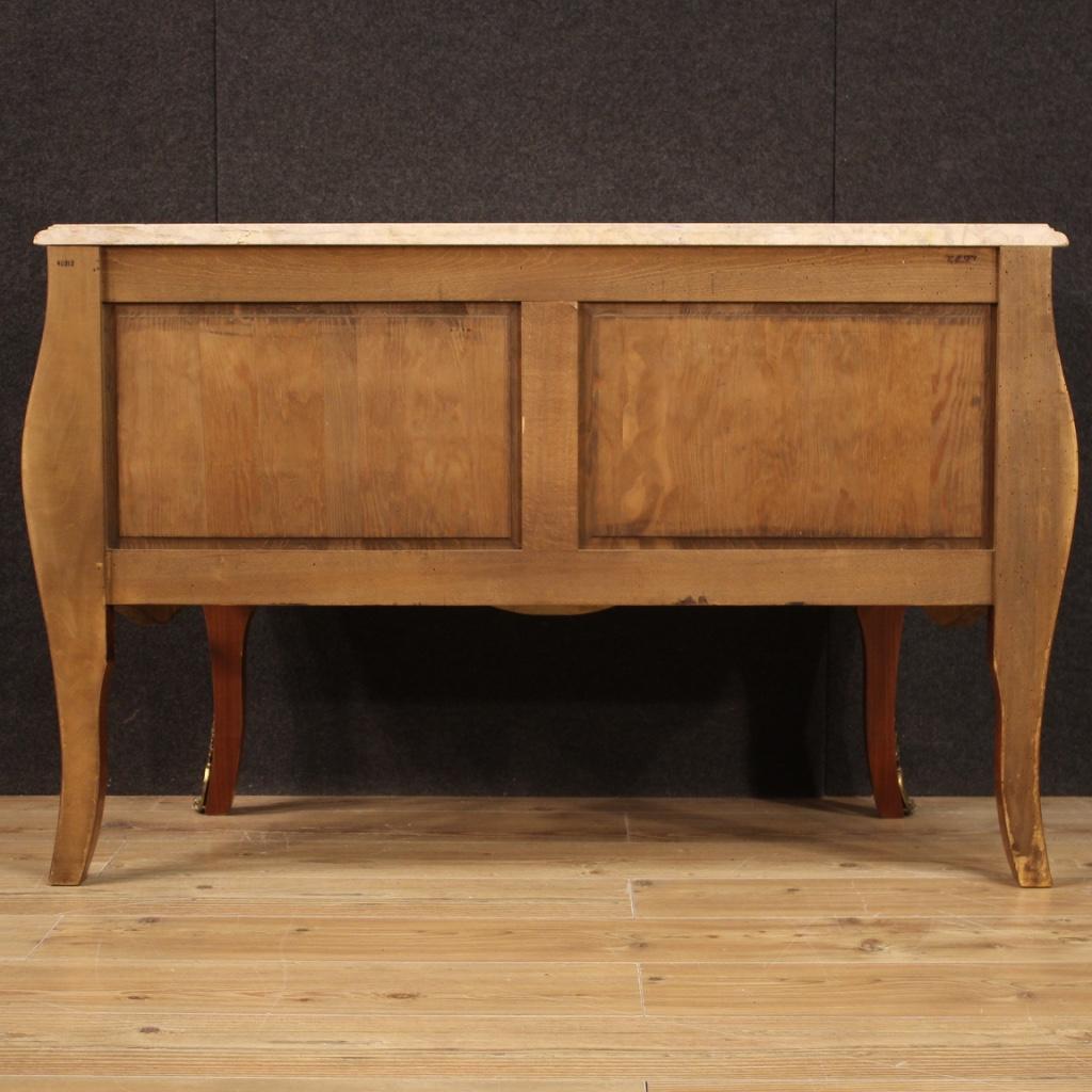 20th Century Inlaid Wood with Marble Top French Chest od Drawers, 1960 6