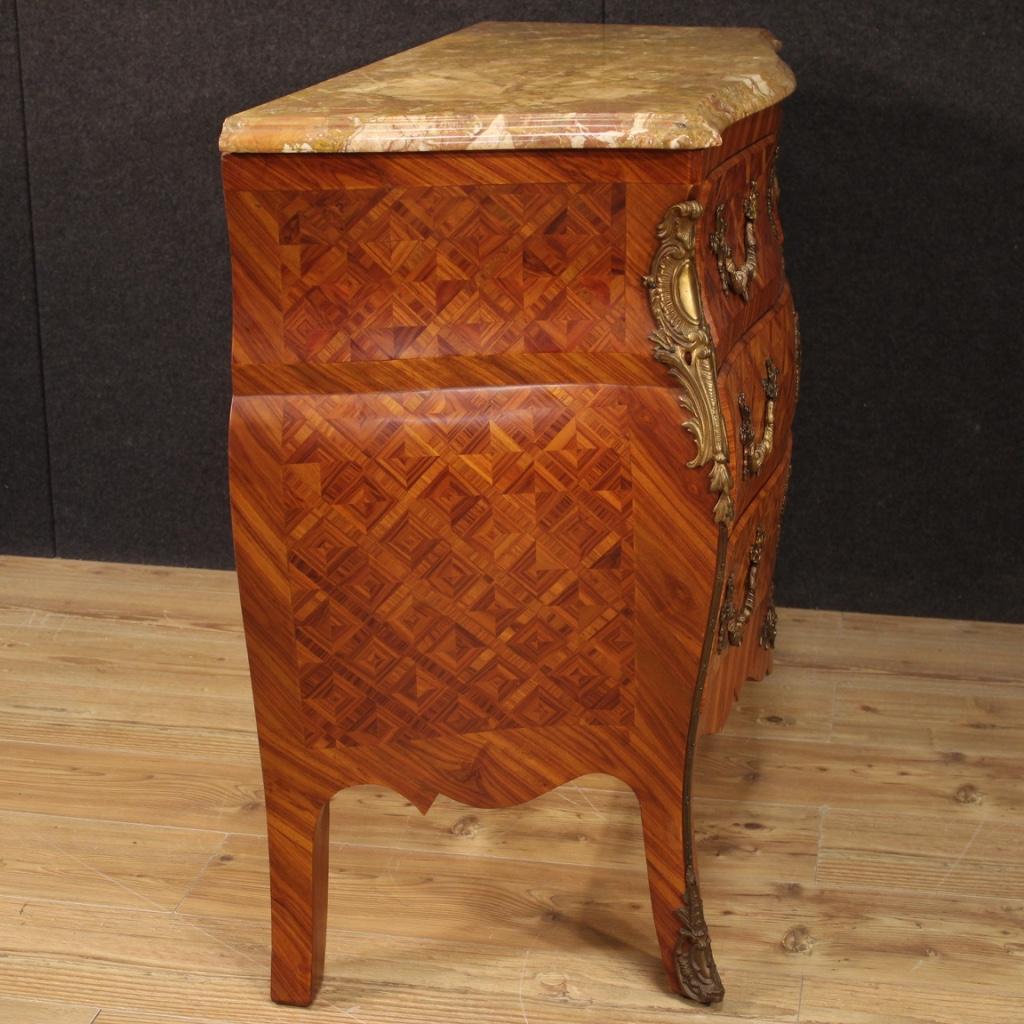 20th Century Inlaid Wood with Marble-Top French Dresser, 1960 6